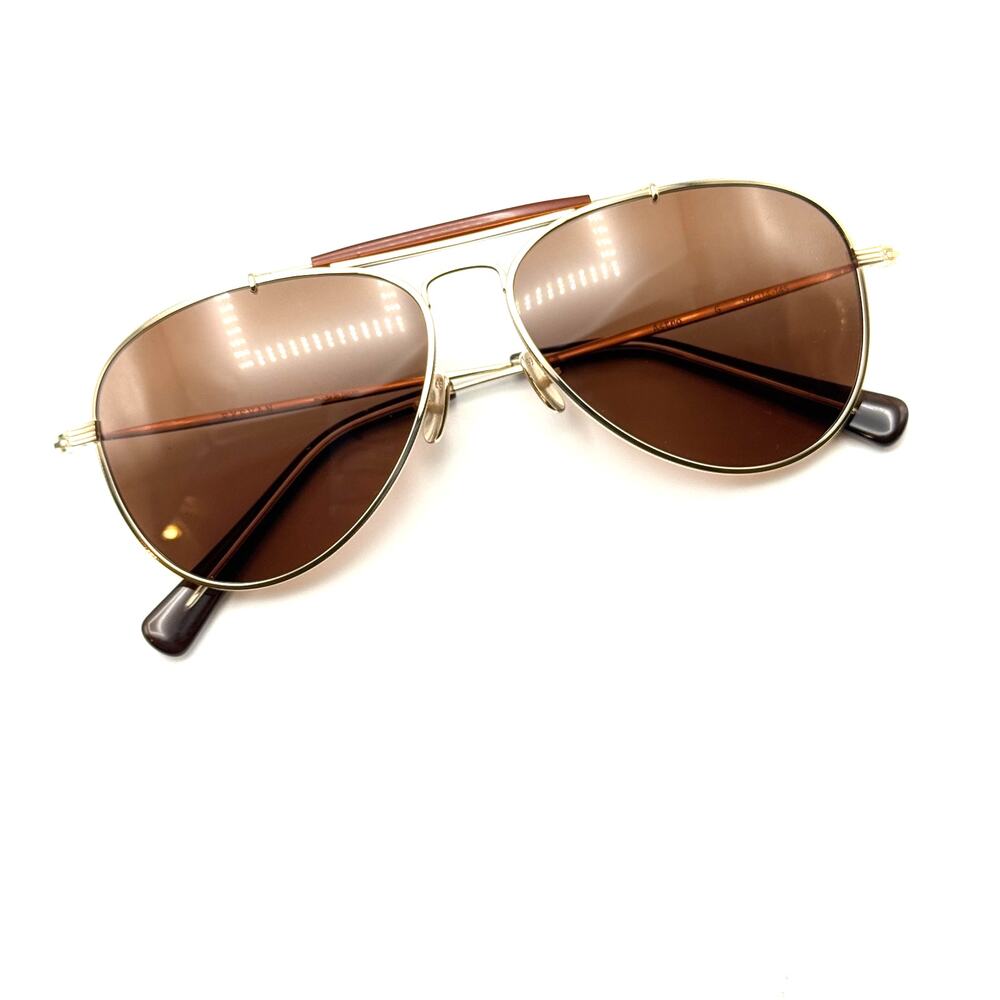 Eyevan Sunglasses Astro G Gold Aviator Frame Brown Lens 57-14-145 New Authentic - Picture 2 of 15